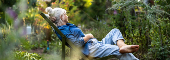 woman sitting in garden